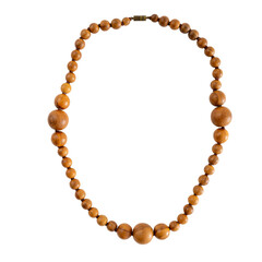 collier de perles en bois sur fond transparent