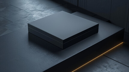 Creating visually appealing packaging mockups for brand presentation using sleek black surfaces and soft lighting.