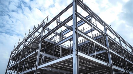 Steel Construction. Building a New Architectural Home Estate with Steel Frame