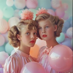 two girls with balloons