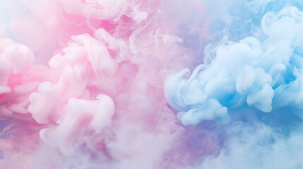 Fototapeta premium pastel pink and pastel blue smoke background for gender reveal or baby shower