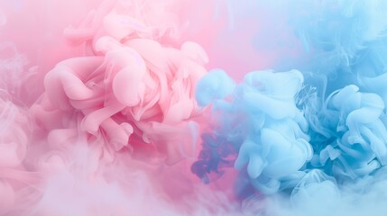 Obraz premium pastel pink and pastel blue smoke background for gender reveal or baby shower
