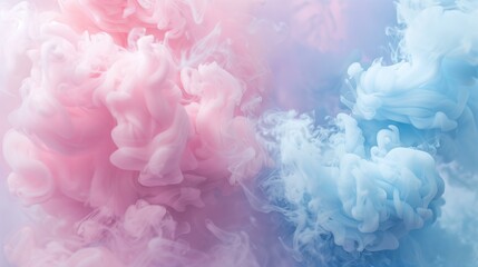 pastel pink and pastel blue smoke background for gender reveal or baby shower