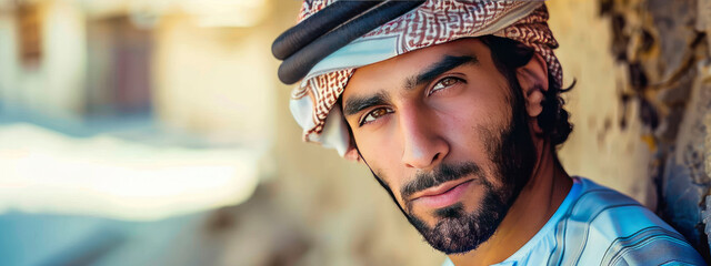 Portrait of an Arab man. Selective focus. - obrazy, fototapety, plakaty