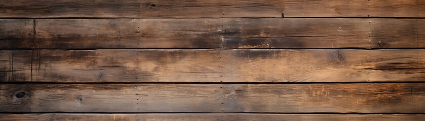 Naklejka premium Distressed wooden planks arranged as a backdrop, providing a textured and rustic setting suitable for vintage or artisanal product mockups