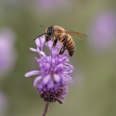 A Majestic Bee Savors the Nectar of a Radiant Flower with its Vibrant Colors and Sweet Fragrance
