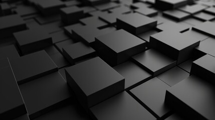 Dark Background Modern. Abstract Three-Dimensional Black Geometric Network with Copy Space