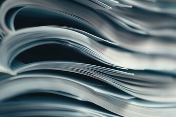 Magazine Background. Close Up View of Stack of Business Publications