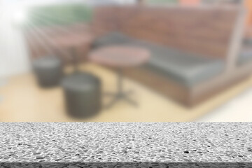 top desk with living room blurred background,Marble table