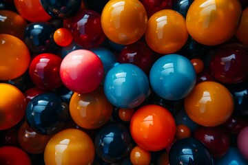 A whimsical candyland with candy-shaped bubbles and sugary, swirly waves, different colored balls moving together, implying conformity pressure.