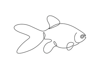 Goldfish in one continuous line drawing vector illustration. Premium  vector