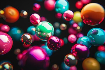 A whimsical candyland with candy-shaped bubbles and sugary, swirly waves, different colored balls moving together, implying conformity pressure.