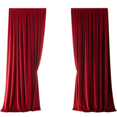 Red Velvet Curtain Draping Over a White Background