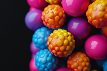 A whimsical candyland with candy-shaped bubbles and sugary, swirly waves, different colored balls moving together, implying conformity pressure.