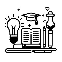 Education icon, student icon, teacher icon, university icon, computer icon, learning icon, school icon, studying icon, graduation icon, library icon, technology icon, backpack icon, certificate icon, 