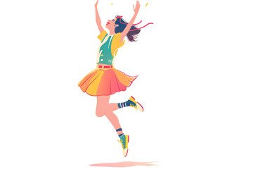 A cute girl happily dancing alone