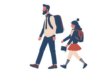 Fototapeta premium Father and daughter going together