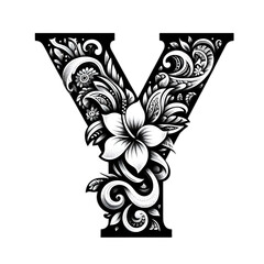 Floral Alphabet Y