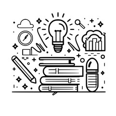 Education icon, student icon, teacher icon, university icon, computer icon, learning icon, school icon, studying icon, graduation icon, library icon, technology icon, backpack icon, certificate icon, 