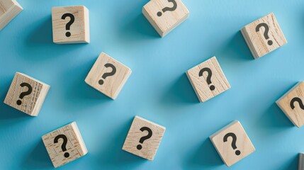 Blocks with question marks on a blue background
