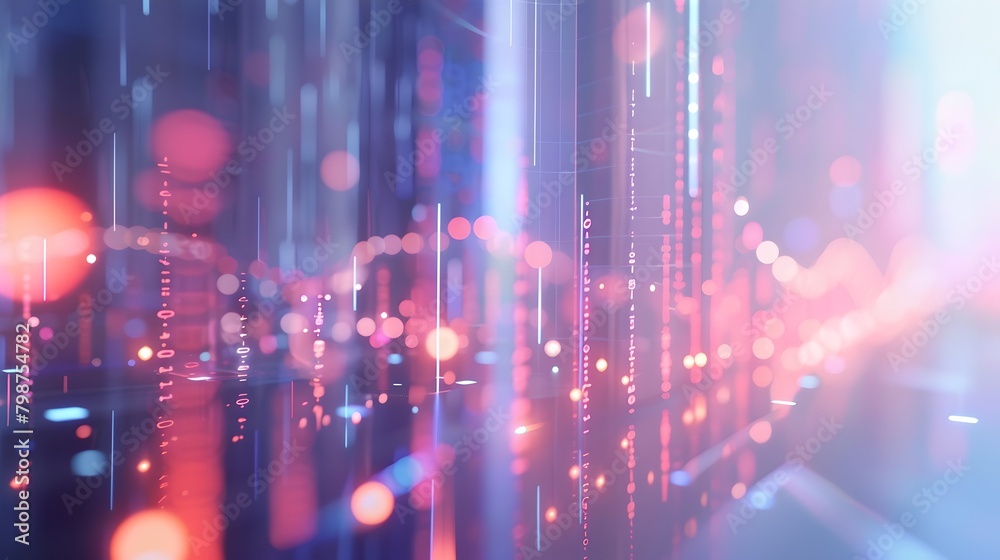 Aufkleber abstract technological backdrop with glowing lines and bokeh. digital data visualization. modern, fu