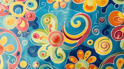 Fototapeta premium Funky Art Kids Background Design Tile, Colorful and Playful Patterns, Hand Edited Generative AI