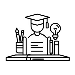 Education icon, student icon, teacher icon, university icon, computer icon, learning icon, school icon, studying icon, graduation icon, library icon, technology icon, backpack icon, certificate icon, 