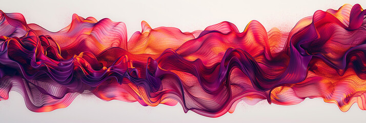  Bold and dynamic waves of fiery reds and deep purples forming an illustrative wavy abstract with rich color against a clean white backdrop