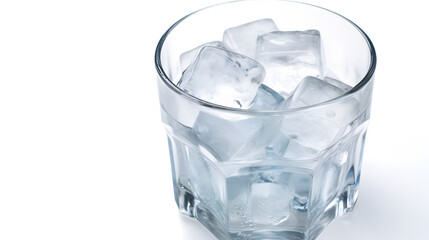 Glass of refreshing soda water with ice cubes 