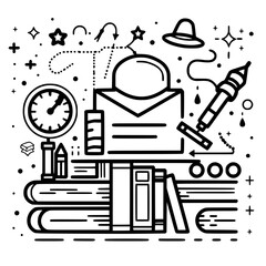 Education icon, student icon, teacher icon, university icon, computer icon, learning icon, school icon, studying icon, graduation icon, library icon, technology icon, backpack icon, certificate