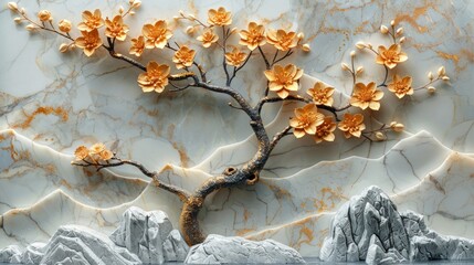 relief 3d tree wallpaper