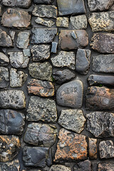 Textured surface of cobbled stones, showcasing their irregular shapes and worn surfaces. Cobbled stone textures offer a classic and timeless backdrop