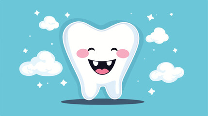 Adorable thoughtful tooth. Cute thinking mascot or