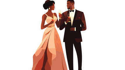 African American couple in posh elegant evening clo
