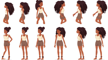 African American hipster girl animation set generat