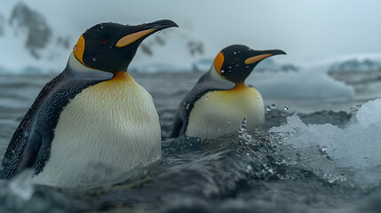 Fototapeta premium penguin in polar regions