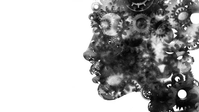 Machine Head.
Robot head made of turning gears and cogs. Loops.