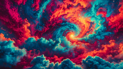 Fototapeta na wymiar Colorful psychedelic volcanic clouds high quality background