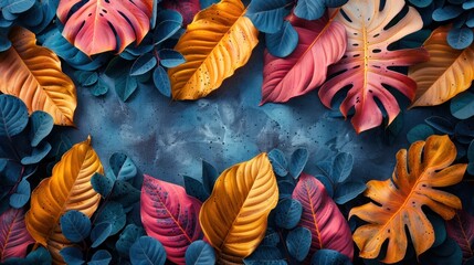 colorful tropical leaves wallpaper background