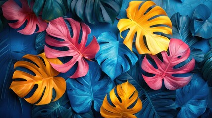 colorful tropical leaves wallpaper background