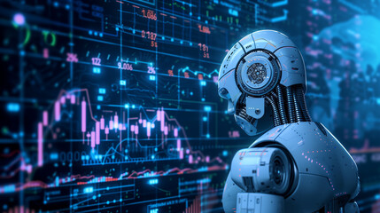 cyborg robot, Concept of artificial intelligence for industrial revolution and automation process .