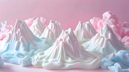 Pastel Marshmallow Mountain Landscape with Soft Squishy Peaks - obrazy, fototapety, plakaty