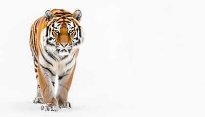 Majestic tiger walking in snow