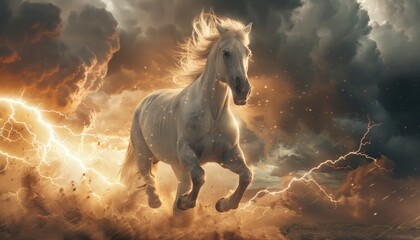 Majestic horse in stormy weather