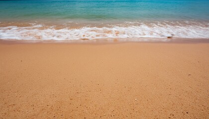 Tranquil Seashore: Sand Beach with Rippling Waves - obrazy, fototapety, plakaty