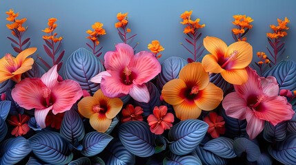 Tropical hibiscus bloom with a vibrant presence. Generative AI