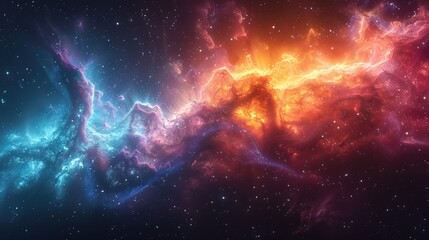 Cosmic dance of colors in the infinite universe. Generative AI