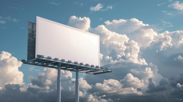 mockup, Large Blank Billboard with Dramatic Sky