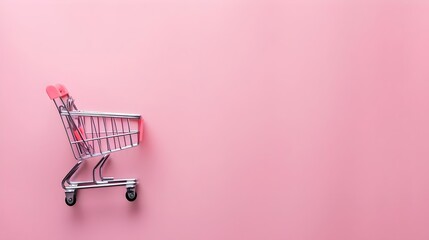 Shopping Cart on a Pink Background,
Symbolic Design Representing Shopping, Hand Edited Generative AI