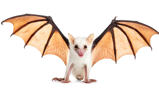 Albino Fledermaus isoliert auf wei&szlig;en Hintergrund, Freisteller